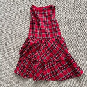 Crewcuts Red Plaid Layered Kids Dress size 12